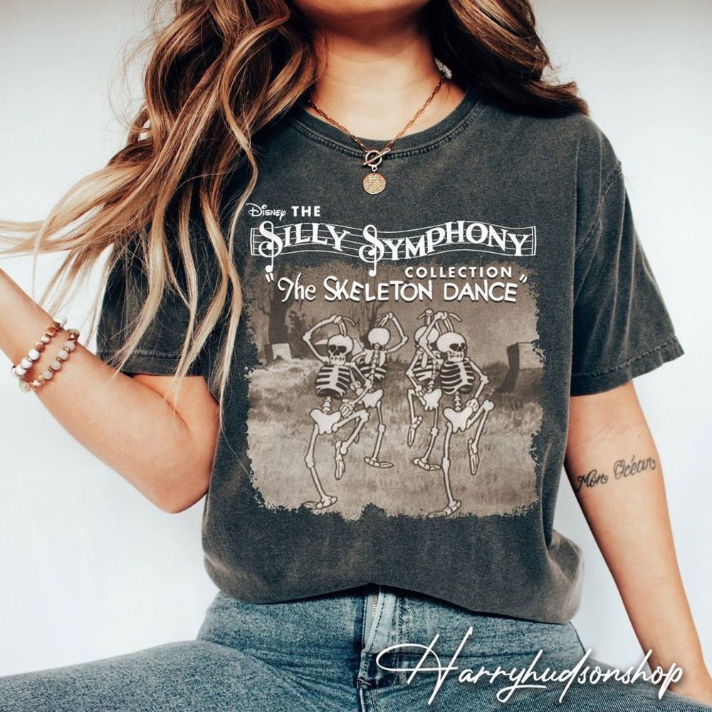 Retro Silly Symphony Shirtsdisney Halloween Shirtthe Skeleton Dance  Tshirt